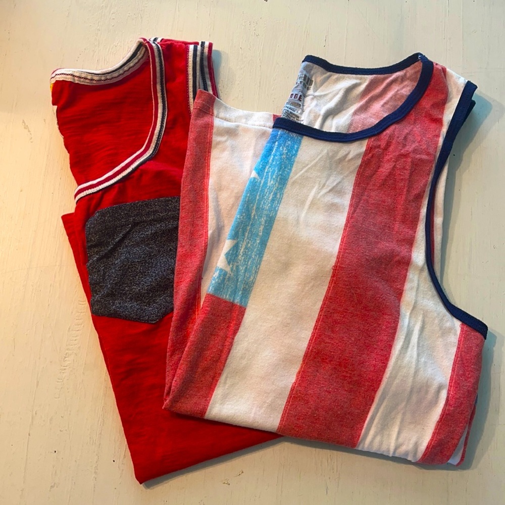 Mens Red White & Blue Tanks